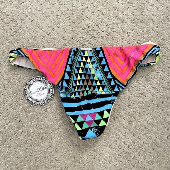 NEW Mara Hoffman Geometric Print Green Bikini Bottoms Women’s Size Small - Picture 5 of 6